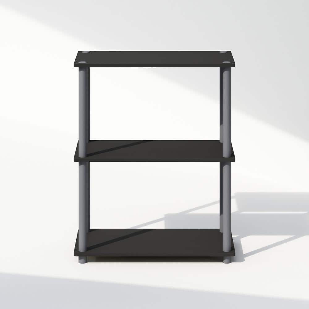 Black and Oak 3-Tier Rubberwood Display Rack