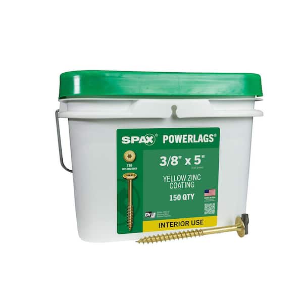 SPAX 3/8 in. x 5 in. Interior Washer Head Structural Wood Lag Screws Powerlags Torx T-Star (150 Each) Bulk Pail Bit Included