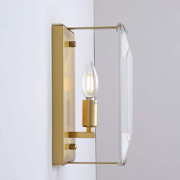 10.2 in. 1-Light Gold Modern Dimmable Wall Sconce with Glass Shade Modern Lighting Fixture for Corridor and Hallway