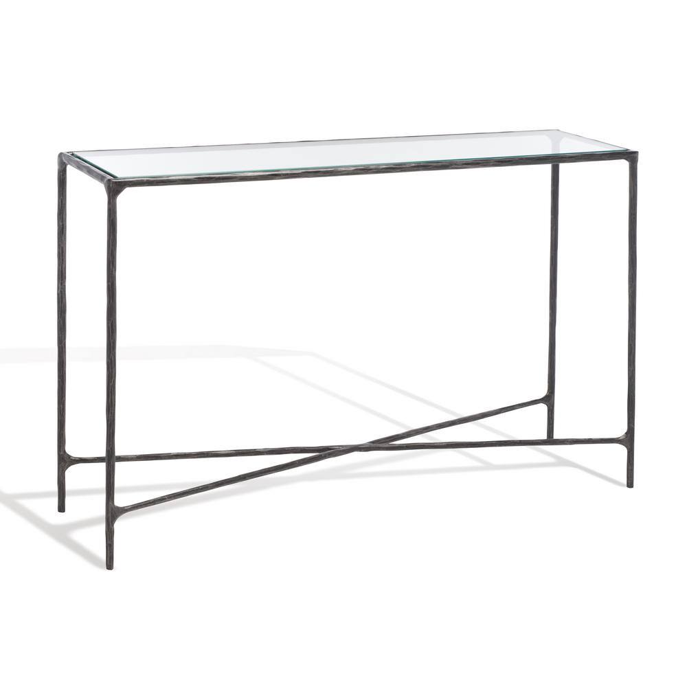 Jessa Aristocratic Black Metal and Glass 48'' Console Table