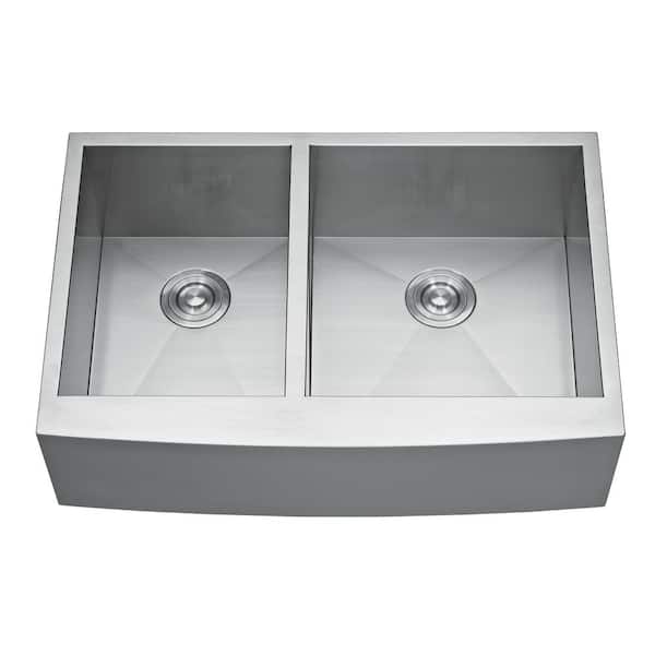 Farmhouse Stainless Steel 30 in. D Double Bowl DropIn Kitchen Sink 2Hole 30/20 HFD3020