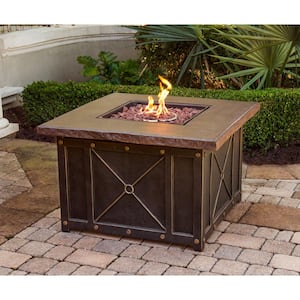 40 in. x 23.62 in. Square Gas Fire Pit with Durastone Top