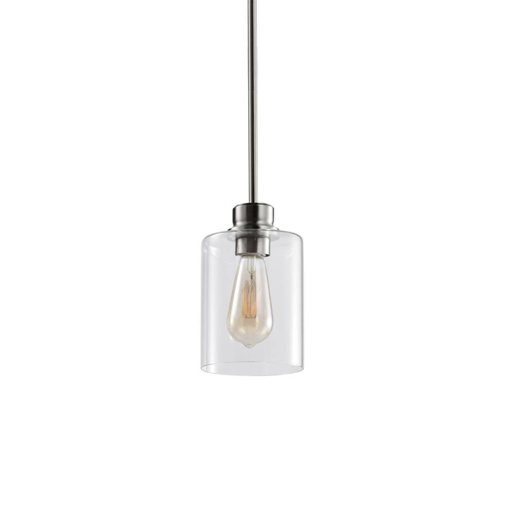 Satin Nickel Glass LED Mini Pendant Light