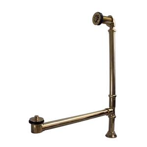 30 in. Adjustable Pivoting Tub Drain, Polished Brass