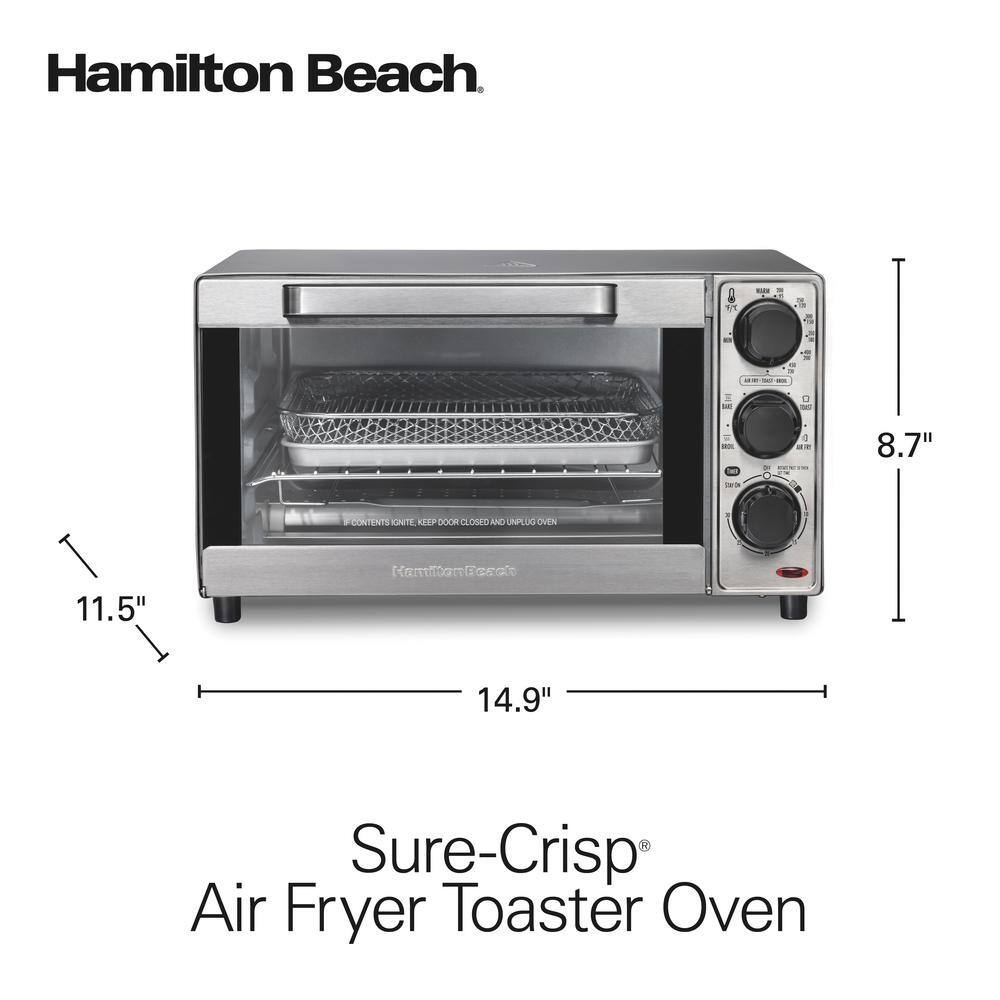 Stainless Steel 4-Slice Air Fryer Toaster Oven with Auto Shutoff