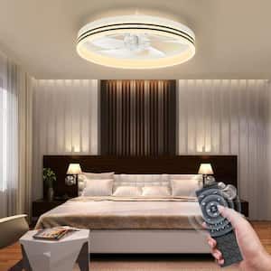 20 in. Indoor White Caged Ceiling Fan with Light and Remote Control, Low Profile Ceiling Fan for Living Room