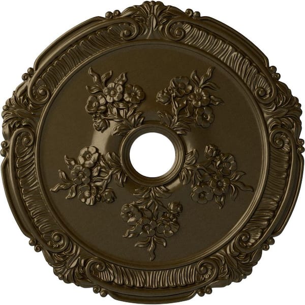 Ekena Millwork 1-1/2" x 26" x 26" Polyurethane Attica with Rose Ceiling Medallion, Brass