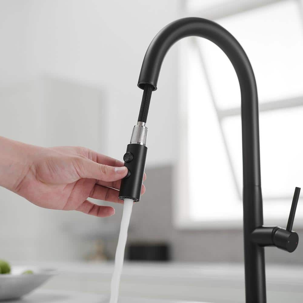 Matte Black Brass High Arc Single Handle Kitchen Faucet