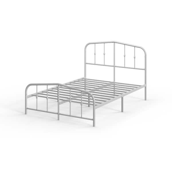 Clara White Metal Frame Full Platform Bed Frame