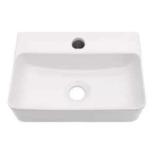 14.5 in. x 10 in. White Ceramic Rectangle Wall Mount Bathroom Sink with Single Faucet Hole