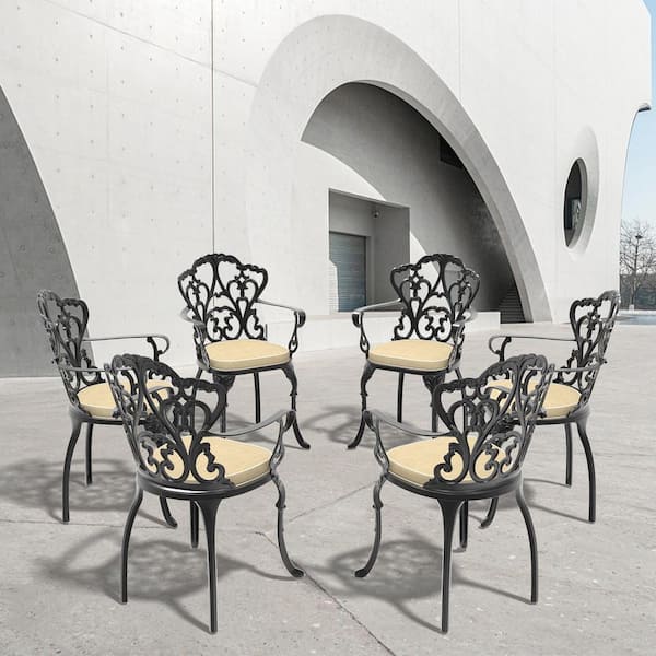 Black outdoor dining chairs set of 6 sales