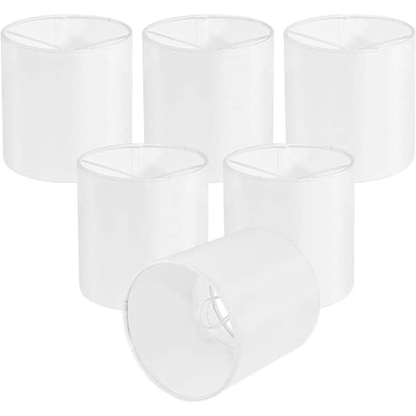 5.31 In. White Fabric Linen Chandelier Lamp Shades, Cylindrical Shape 3.82 in. Fitters 6PCS