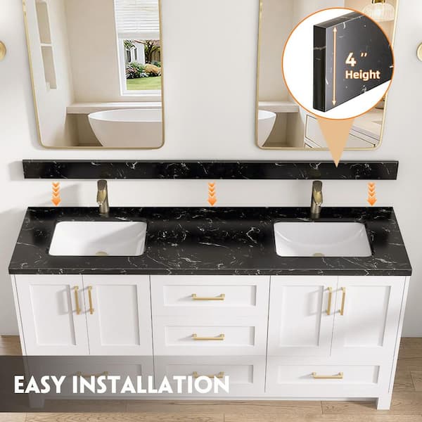 Zeafive 60 in. W x 22 in. D Engineered Stone White Rectangular