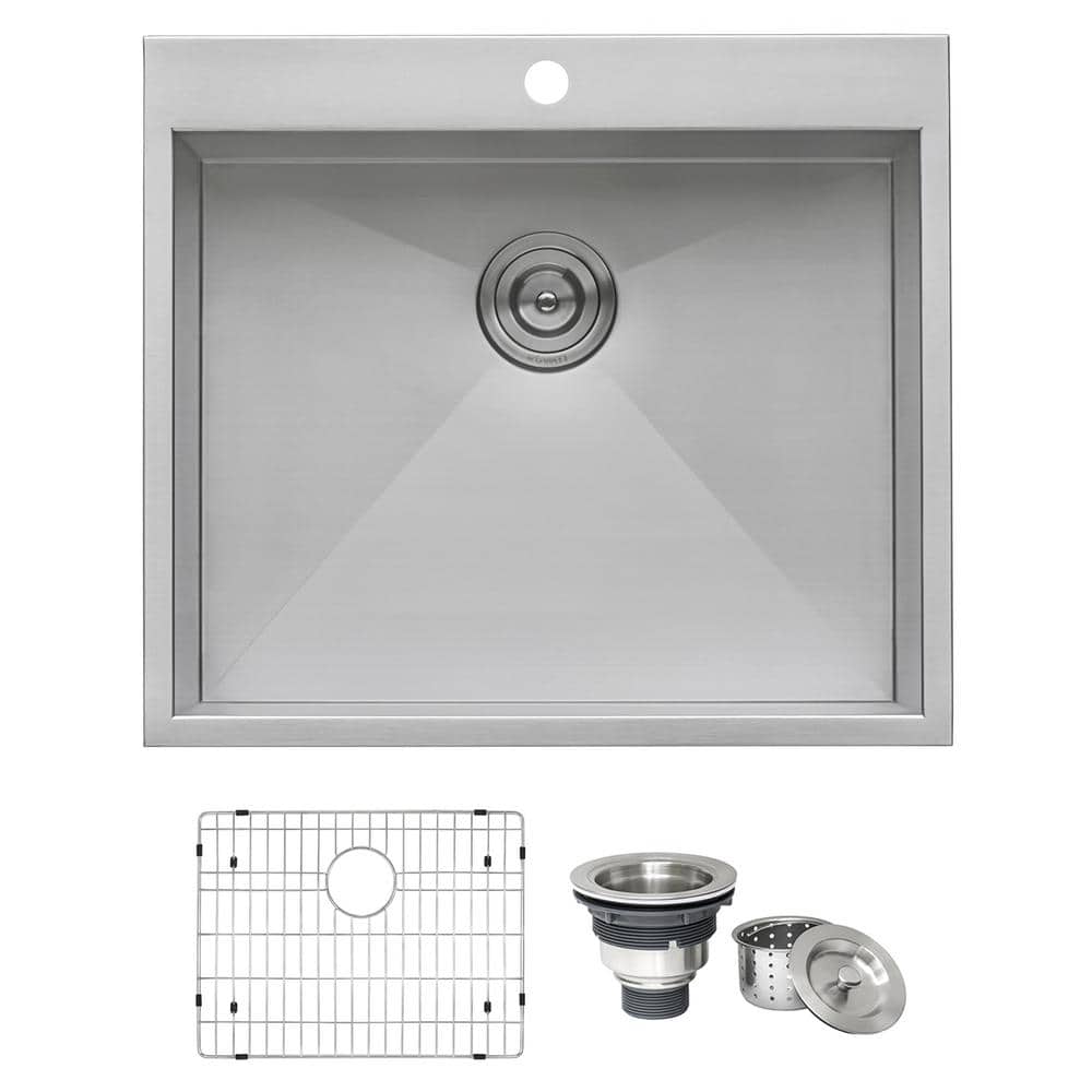 Ruvati 16-Gauge Stainless Steel 25 in. Single Bowl Drop-in Workstation Kitchen Sink RVH8010 Sansujyuku sansujyuku.com