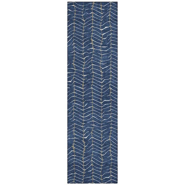 Chantille Machine Washable Indoor/Outdoor Abstract ACN3038 Navy 2 ft. x 7 ft. Runner Rug