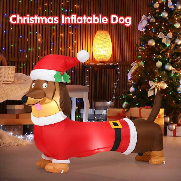 ANGELES HOME 3.6 ft. x 1.3 ft. Pre-lit Inflatable Christmas Dog