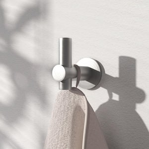 2-Pieces Wall Mounted J-Hook Thicken Space Aluminum Round Bathroom Robe/Towel Hook in Gun Grey