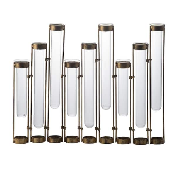 13.8 in. Bronze Glass Cylinder Decorative Vase