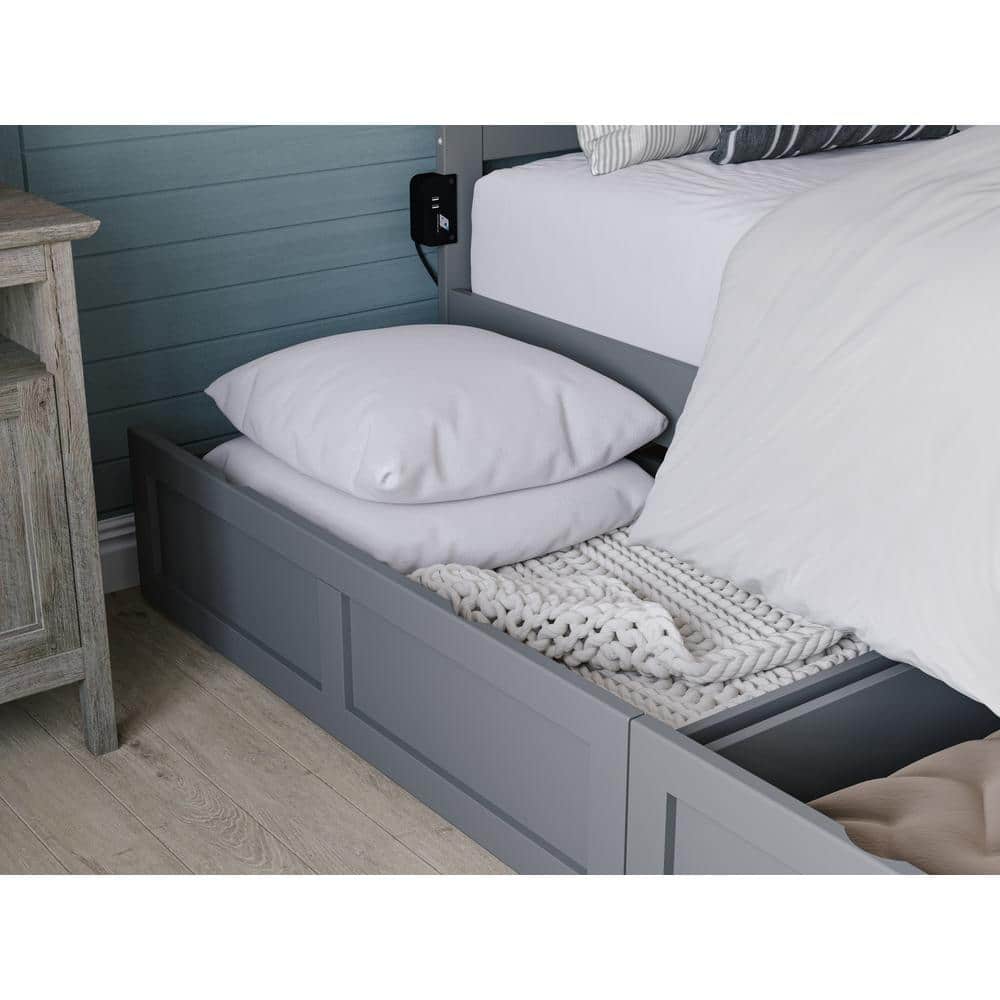 Gray Queen Size Underbed Storage Drawers with Rollers
