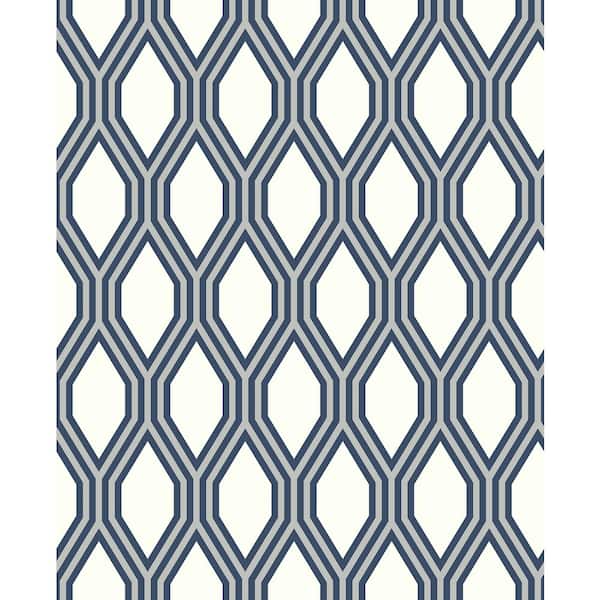 A-Street Prints Honeycomb Navy Geometric Paper Strippable Roll (Covers 56.4 sq. ft.)