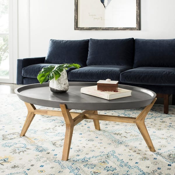 Hadwin Dark Gray Round Stone Indoor/Outdoor Coffee Table