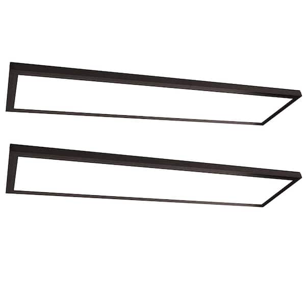 1 ft. x 4 ft. 50-Watt Dimmable Matte Black Integrated LED 4000 Lumens Flat Panel Ceiling Flush Mount 5CCT(2-Pack)