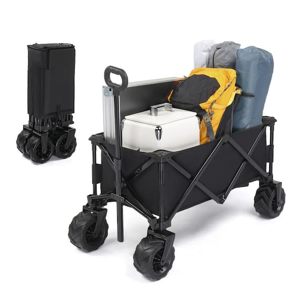 Karl home 4.42 cu. ft. Black Oxford Fabric Garden Cart