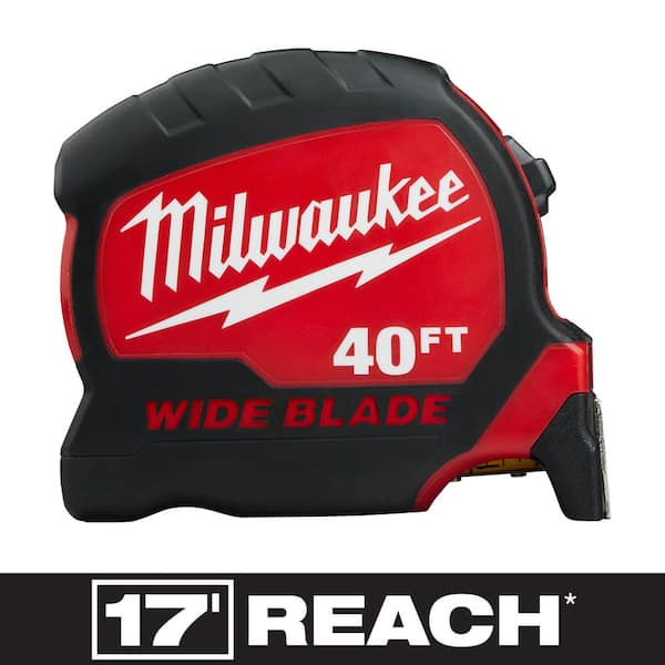 40 ft reach wide blade tape measure with 17 ft x 1.3 in