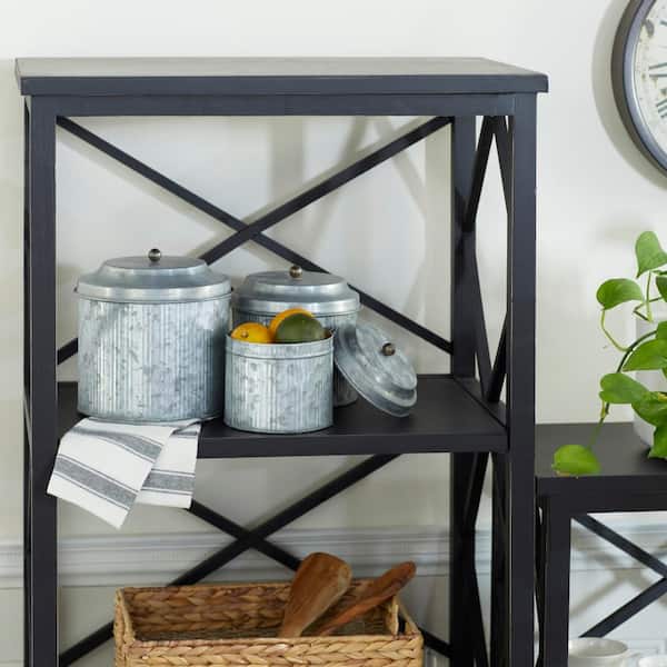 Silver Metal Galvanized Decorative Jars (Set of 3)