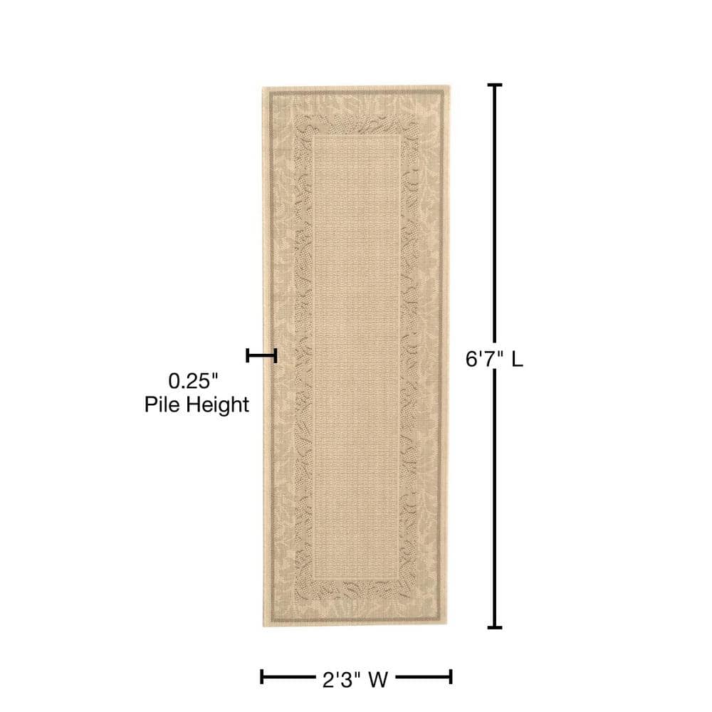 Natural Brown Synthetic Indoor/Outdoor Runner Rug