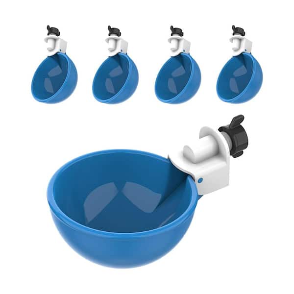 Misopily 5-Piece Large Cups Automatic Poultry Waterer Feeder Kit Suitable for Ducks, Geese, Turkeys and Bunny Rabbit, Blue