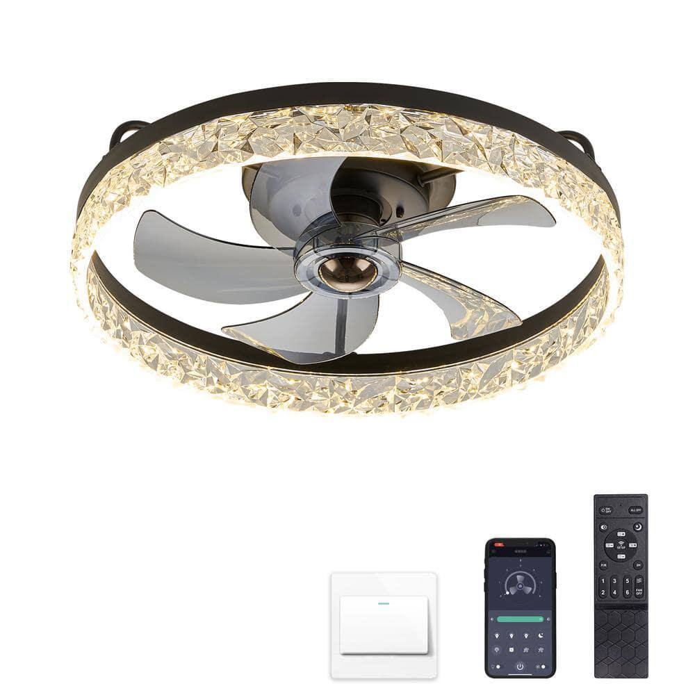 20 in. Indoor Integrated LED Black Flush Mount Ceiling Fan with Light and Remote Control for Small Room price history on PriceWatchPro
