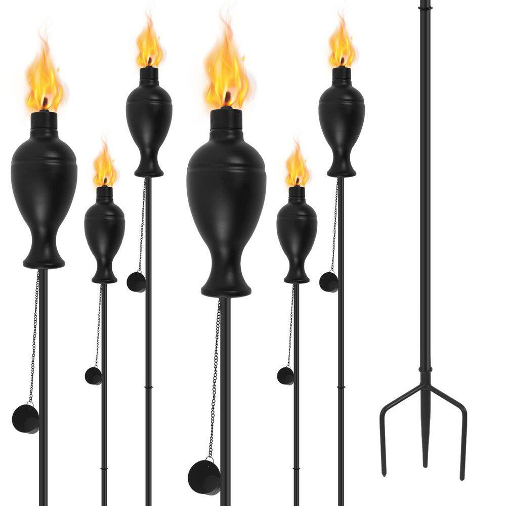 6 Pack Metal Torches for Outside, Upgraded Metal Torches with 3-Prong Grounded Stake, 58-Inch Citronella Torches price history on PriceWatchPro