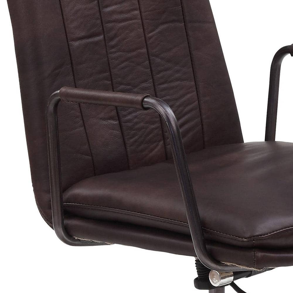 High-Back Mars Leather Executive Swivel Office Chair with Metal Accents