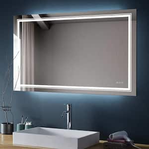 73 in. W x 36 in. H Large Rectangular Frameless Anti-Fog LED Light Wall Bathroom Vanity Mirror in White