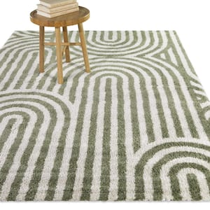 Gerhard Green 8 ft. x 10 ft. Stripe Area Rug