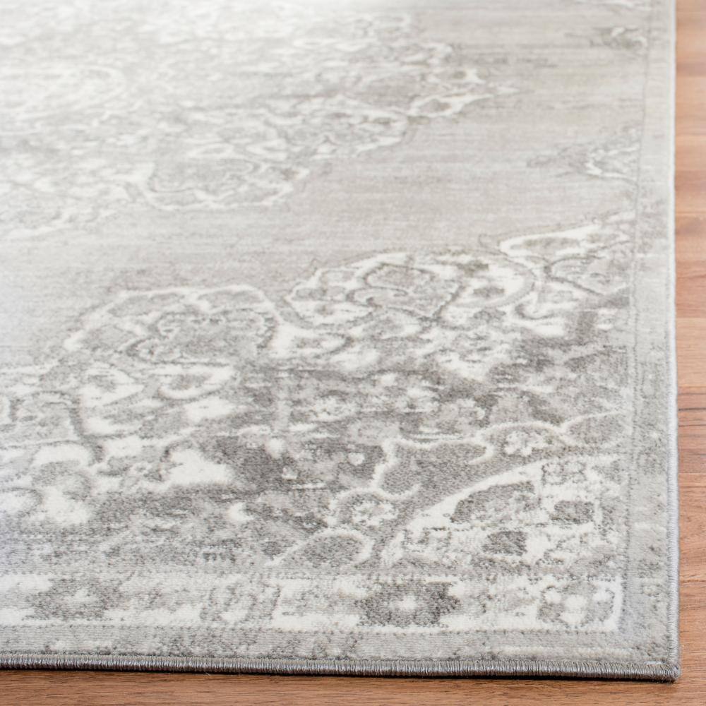 Gray Hand-knotted Synthetic Runner Rug, 24" x 18"