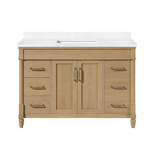 Salisbury 48 in. Single Sink Freestanding Natural Birch Bath Vanity with White Engineered Marble Top