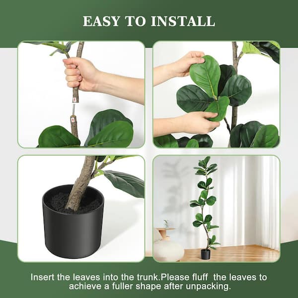 Garvee 5 ft. Artificial Fiddle Leaf Fig Tree with Black Nursery