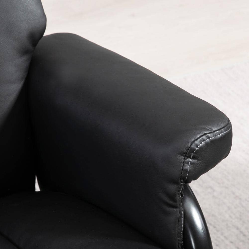 Black Faux Leather Swivel Recliner Chair with Ottoman