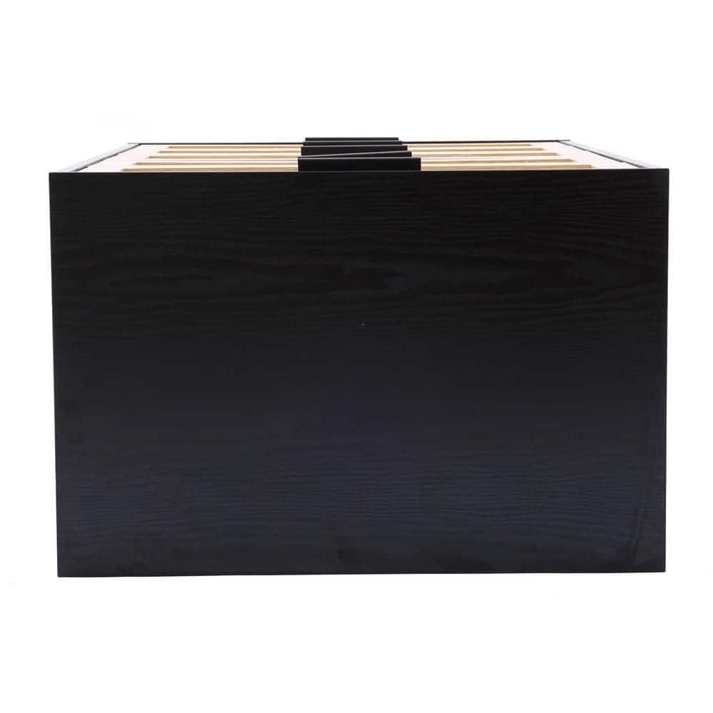 Mid-Century Black and Rattan 5-Drawer Vertical Chest