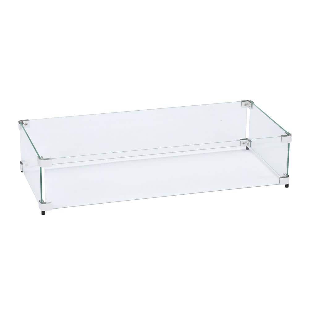 Celestial 29.5" x 13.5" Tempered Glass Fire Pit Wind Guard