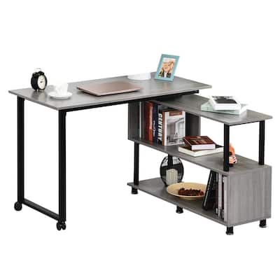45.25 in. L-Shaped Grey Writing Computer Desk with Convertible Design