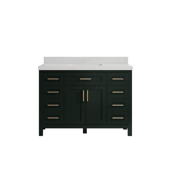 Willow Collections Cambridge 48 in. W x 22 in. D x 36 in. H Bath Vanity in Dark Green with 2 in Carrara Quartz Top