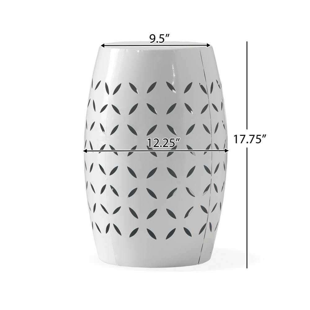 White Iron 12.25" Round Outdoor Patio Side Table