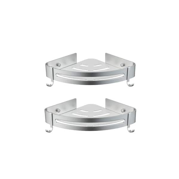 Unbranded 12.1 in. W x 8 in. D x 3 in. H Silver Wall Mount Bathroom Shelf