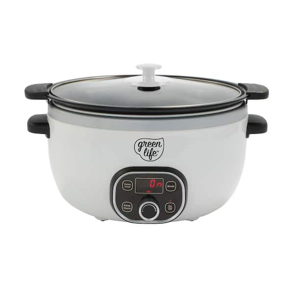 GreenLife 6 Qt. White Slow Cooker