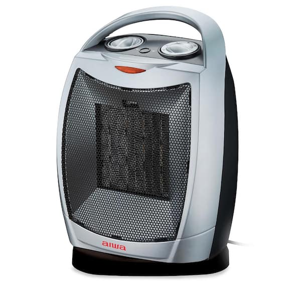 1500-Watt 10.2 in. Electric Oscillating Room Ceramic Heater with Handle, Overheat Protection, Tip Over Auto Shutoff