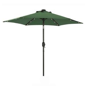 7.5 ft. Crank Lift Hexagon Outdoor Market Patio Umbrella with 18-Solar LED Light in Dark Green (Base Not Included)
