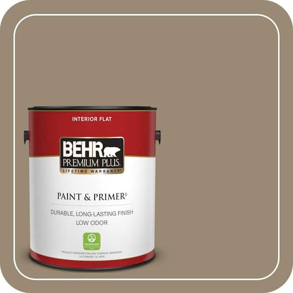 BEHR PREMIUM PLUS 1 gal. #N310-5 Weathered Fossil Flat Low Odor Interior Paint & Primer